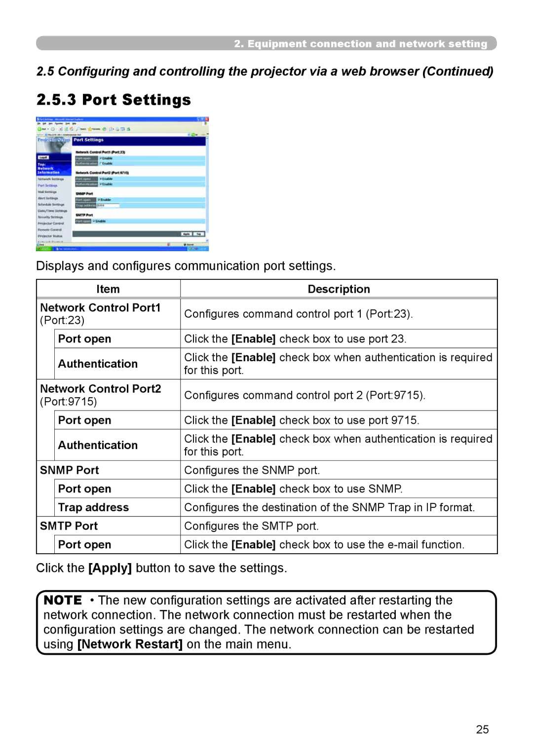 Dukane 8944 user manual Port Settings, Displays and configures communication port settings 