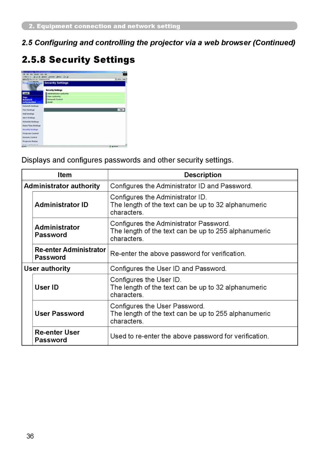 Dukane 8944 user manual Security Settings 