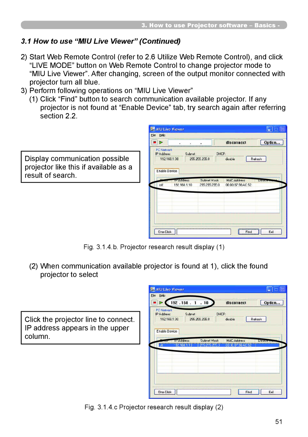 Dukane 8944 user manual 4.b. Projector research result display 