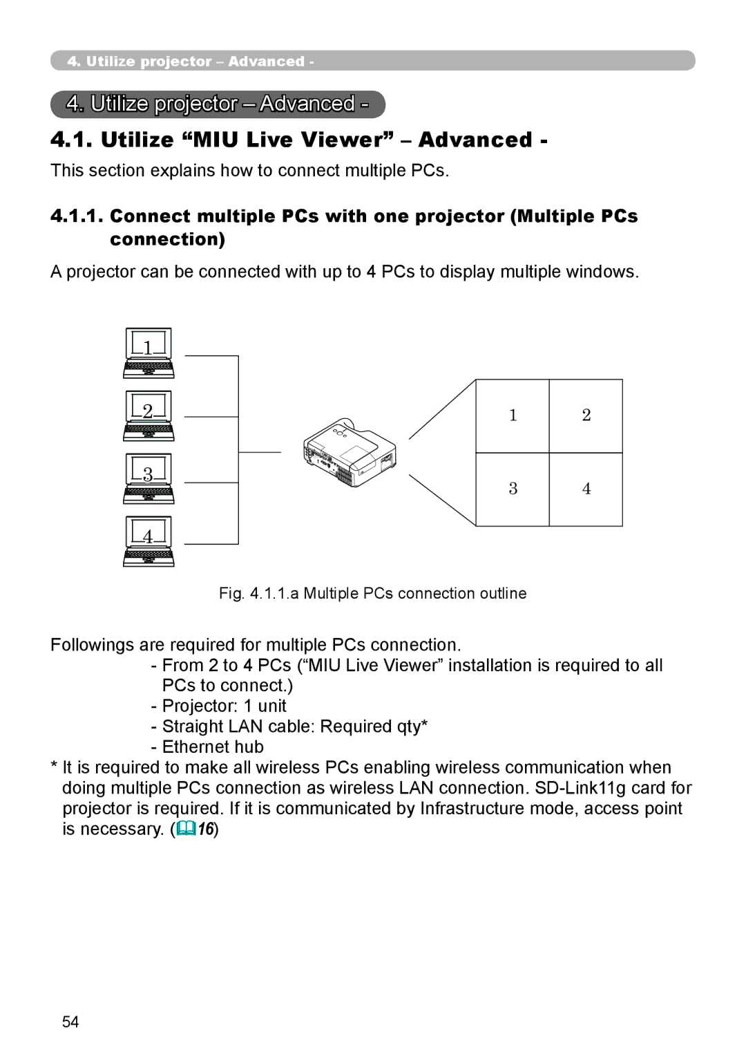 Dukane 8944 user manual Utilize projector Advanced, Utilize MIU Live Viewer Advanced 