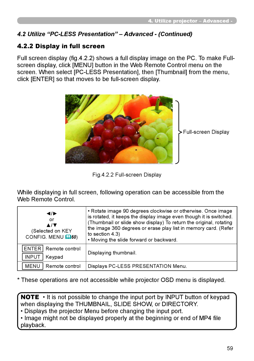 Dukane 8944 user manual Display in full screen, Full-screen Display 