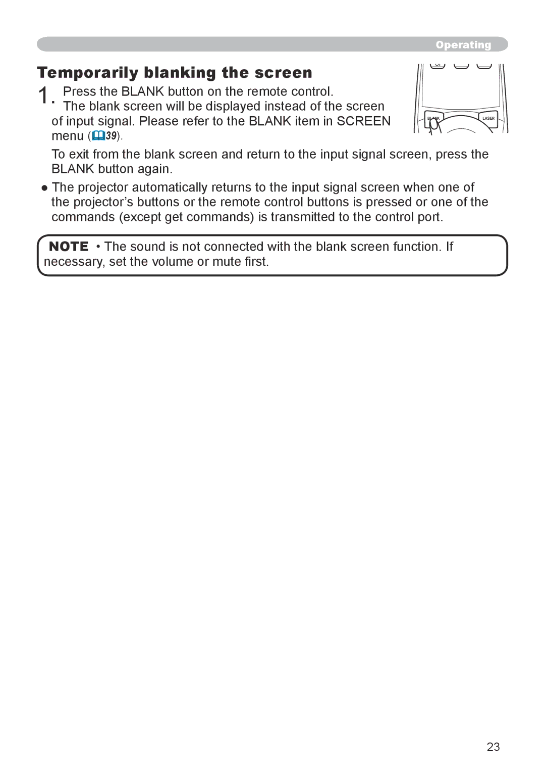 Dukane 8944 user manual Temporarily blanking the screen 