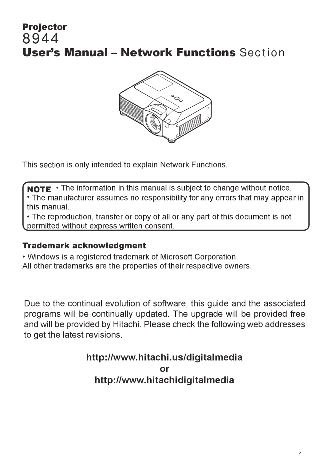 Dukane 8944 user manual User’s Manual Network Functions Section, Trademark acknowledgment 