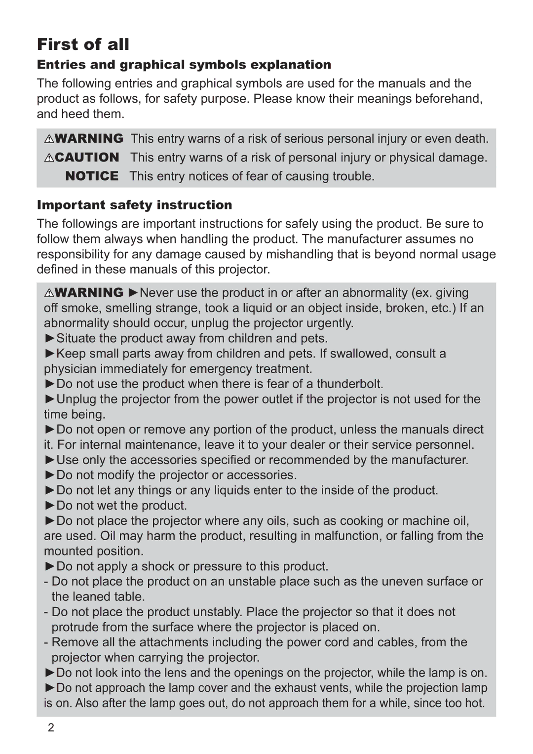 Dukane 8956H-RJ, 8925H-RJ, 8927HW-RJ First of all, Entries and graphical symbols explanation, Important safety instruction 