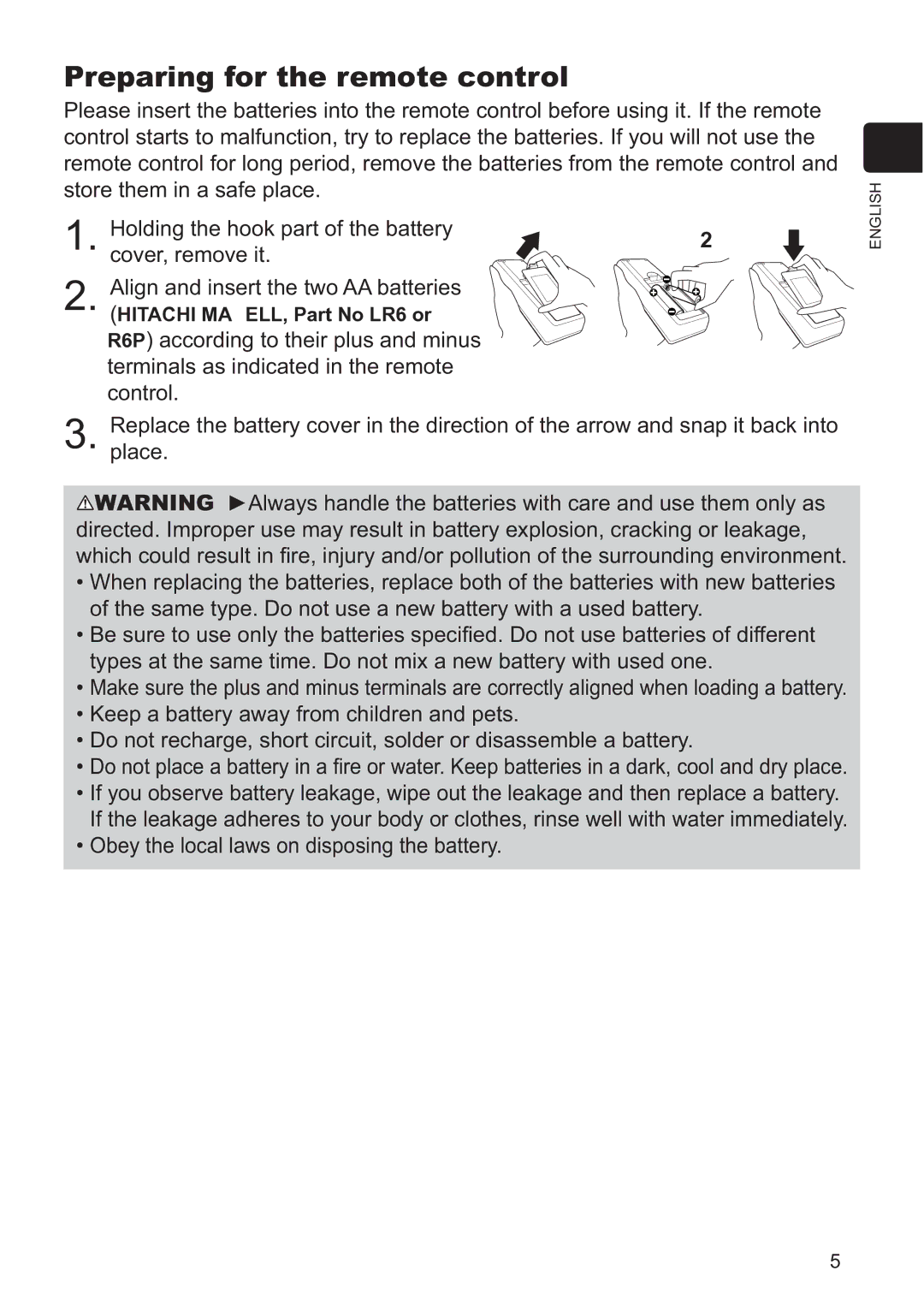 Dukane 8926H-RJ, 8956H-RJ, 8925H-RJ, 8927HW-RJ user manual Preparing for the remote control 