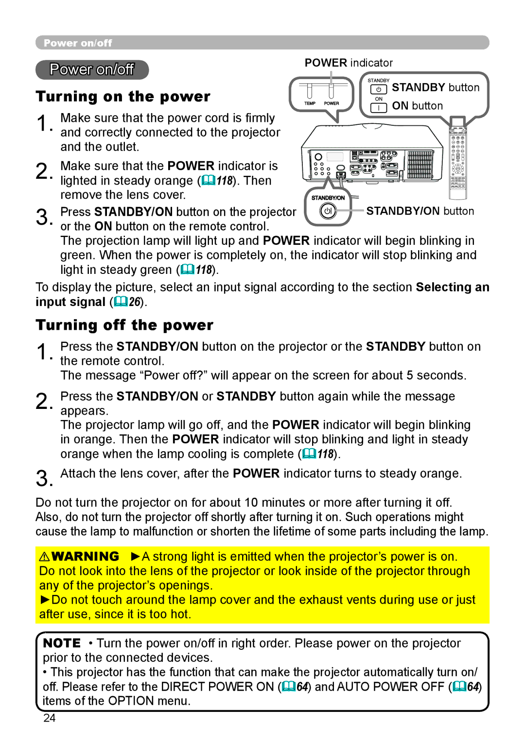 Dukane 8973W, 8970, 8971, 8974WU, 976SX, 8975WU, 8972W user manual Power on/off, Turning on the power, Turning off the power 