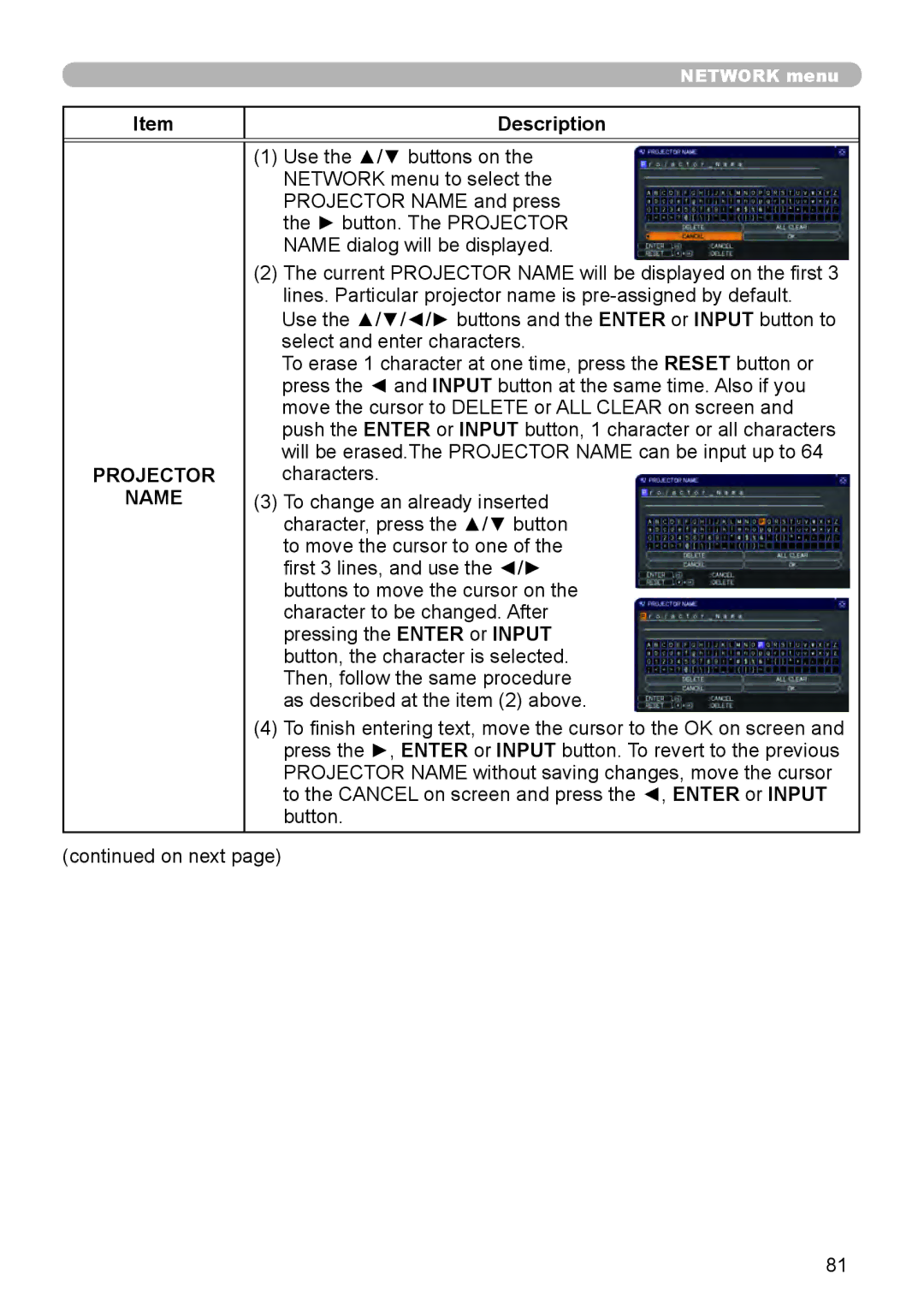 Dukane 976SX, 8970, 8971, 8974WU, 8973W, 8975WU, 8972W user manual Projector Name 