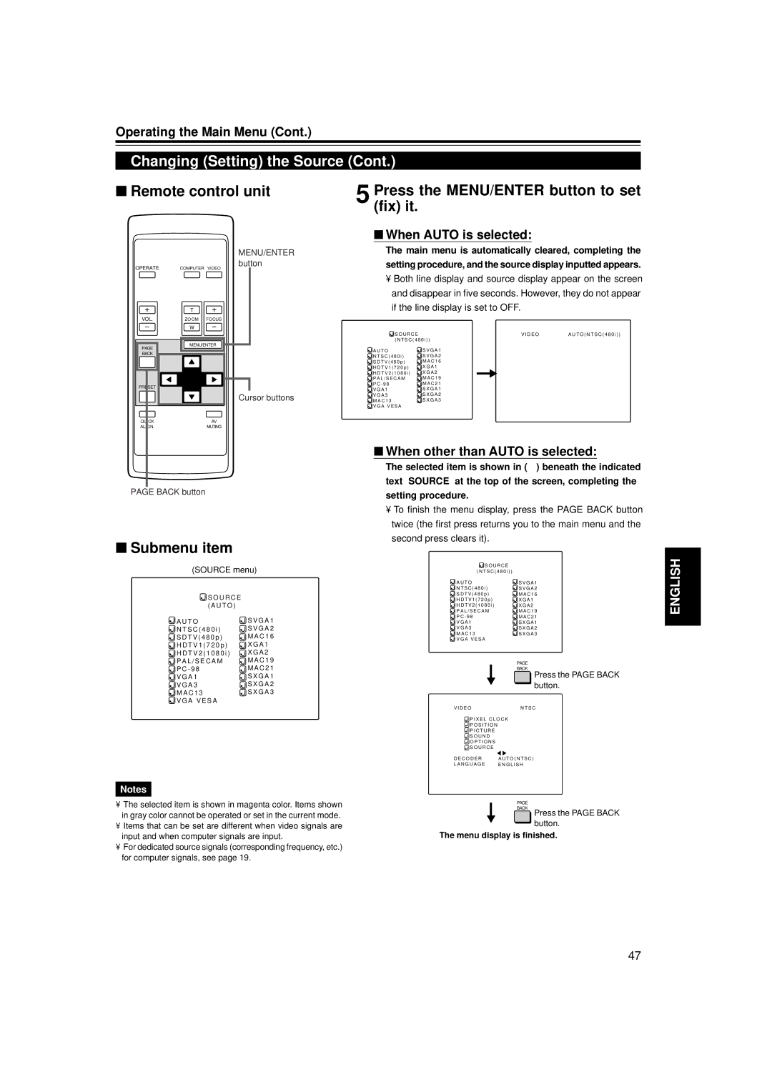 Dukane 9015 manual Fix it, Submenu item, When Auto is selected, When other than Auto is selected, Menu display is finished 