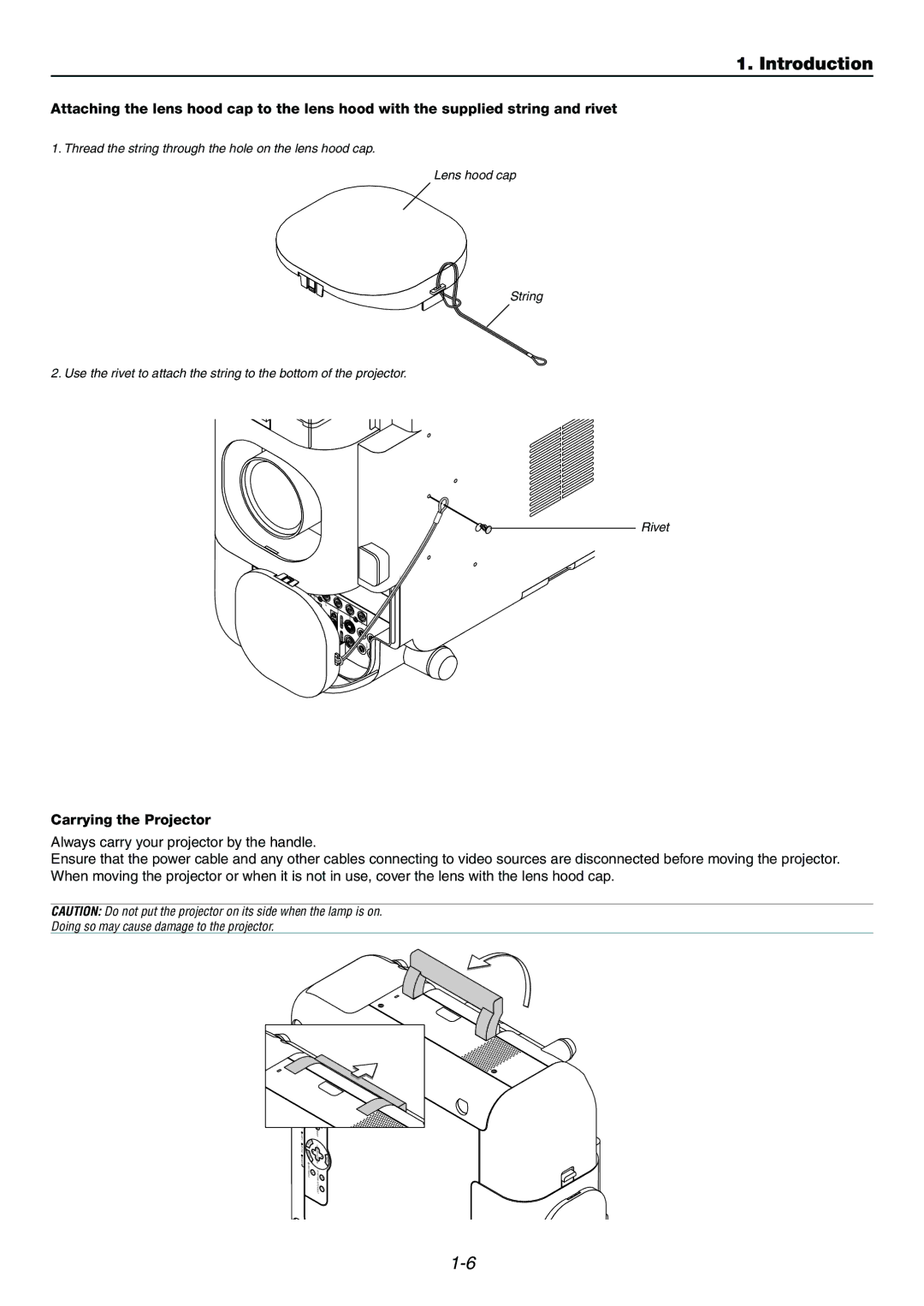 Dukane 9060 user manual Carrying the Projector 