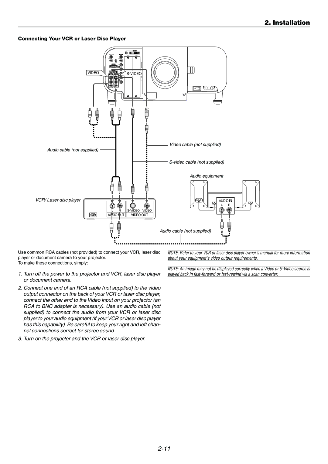 Dukane 9060 user manual Connecting Your VCR or Laser Disc Player 