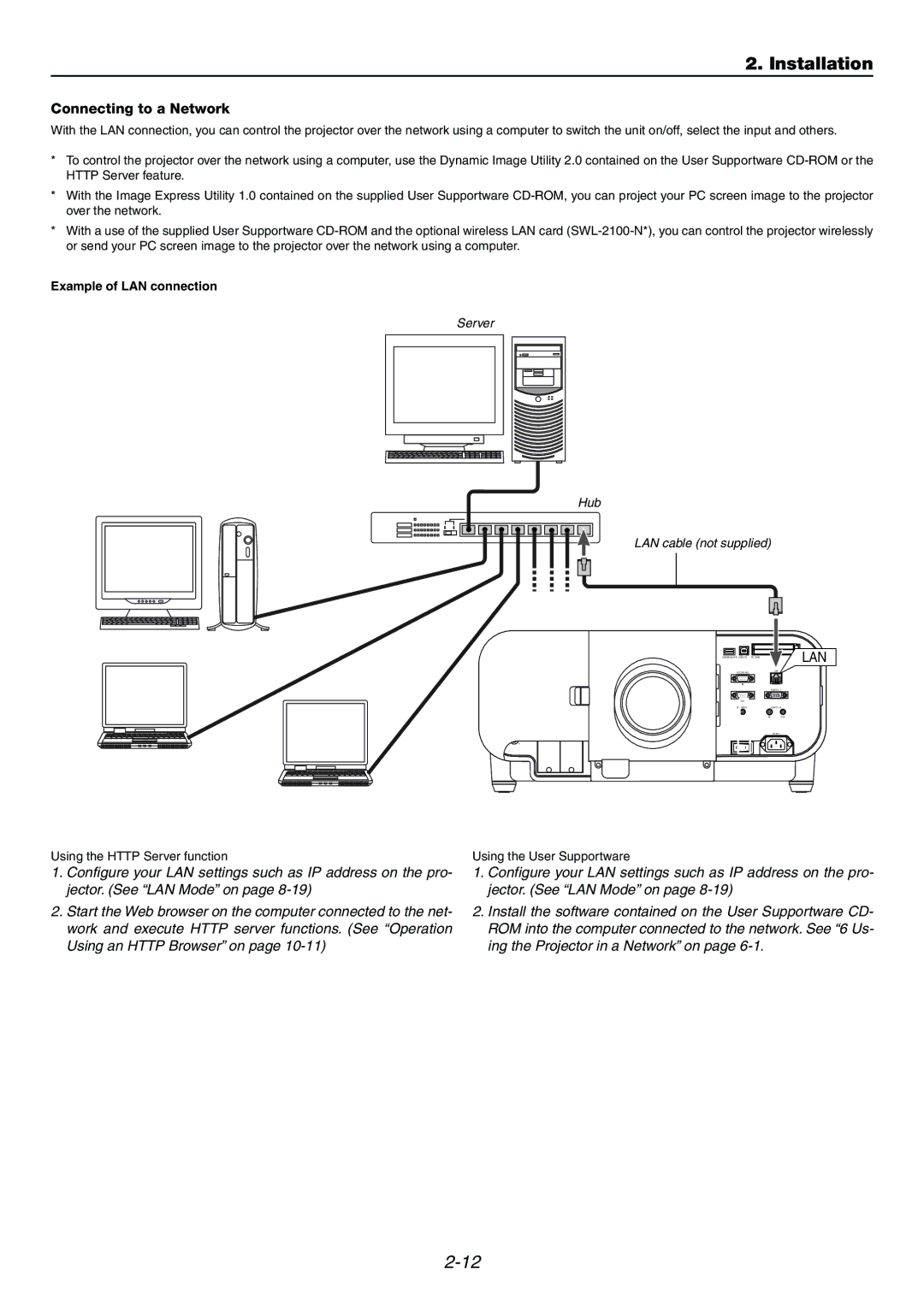 Dukane 9060 user manual Connecting to a Network, Example of LAN connection 