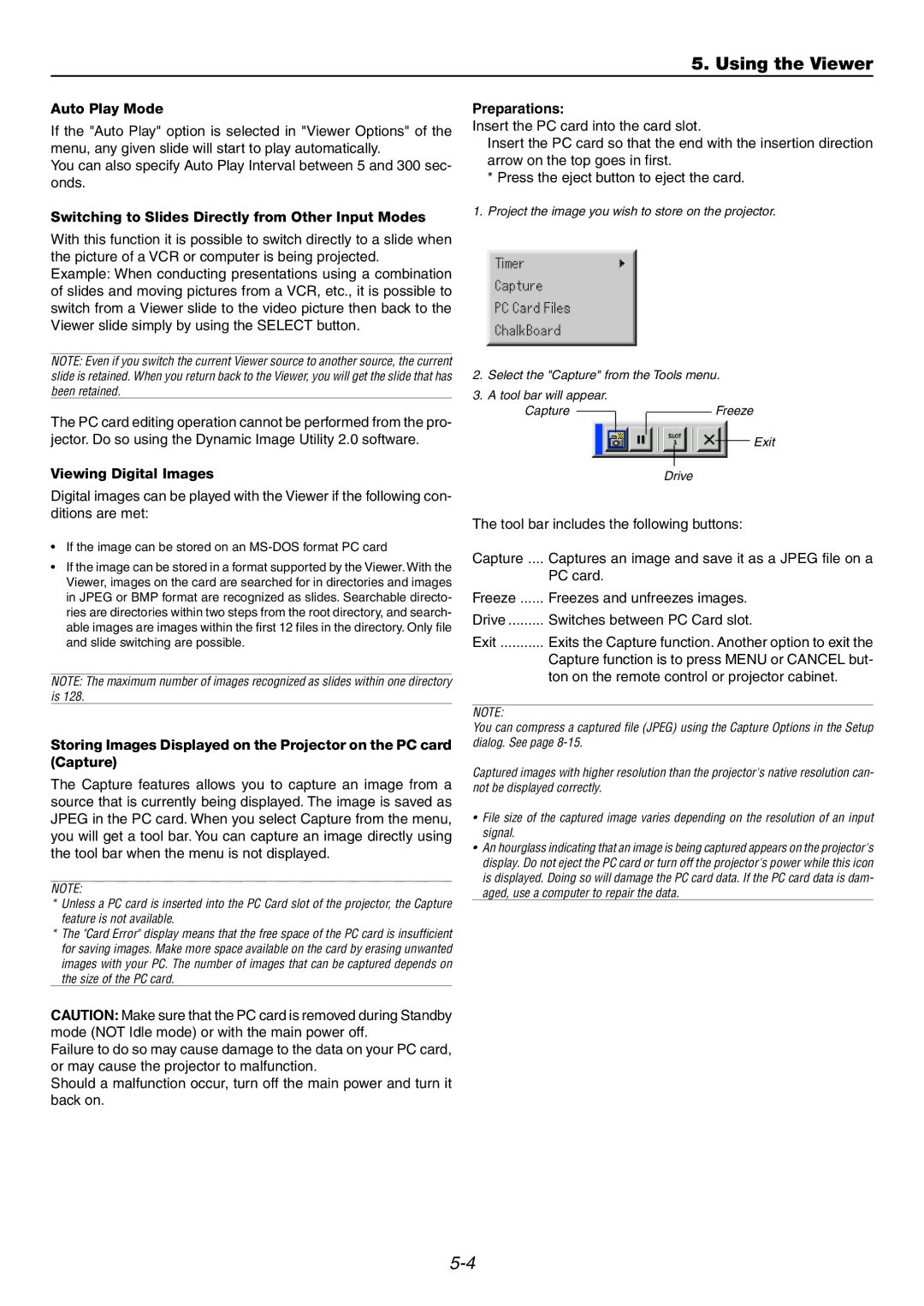 Dukane 9060 Auto Play Mode, Switching to Slides Directly from Other Input Modes, Viewing Digital Images, Preparations 