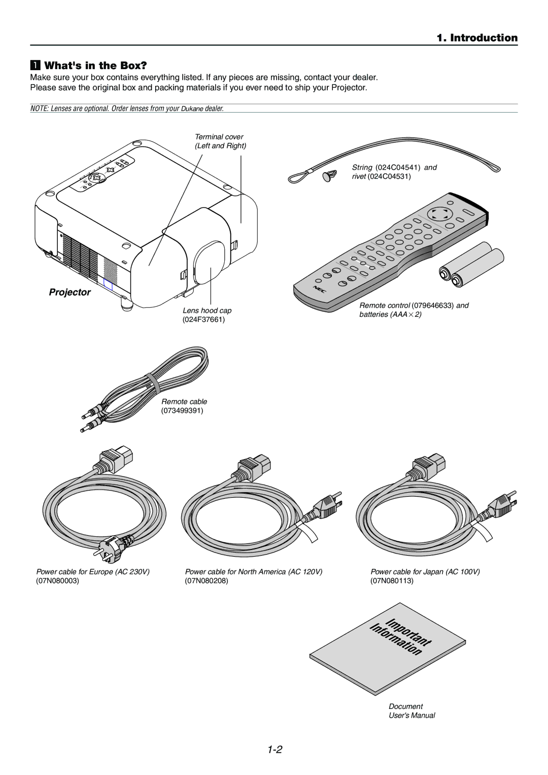 Dukane 9060 user manual Introduction Whats in the Box?, Projector 