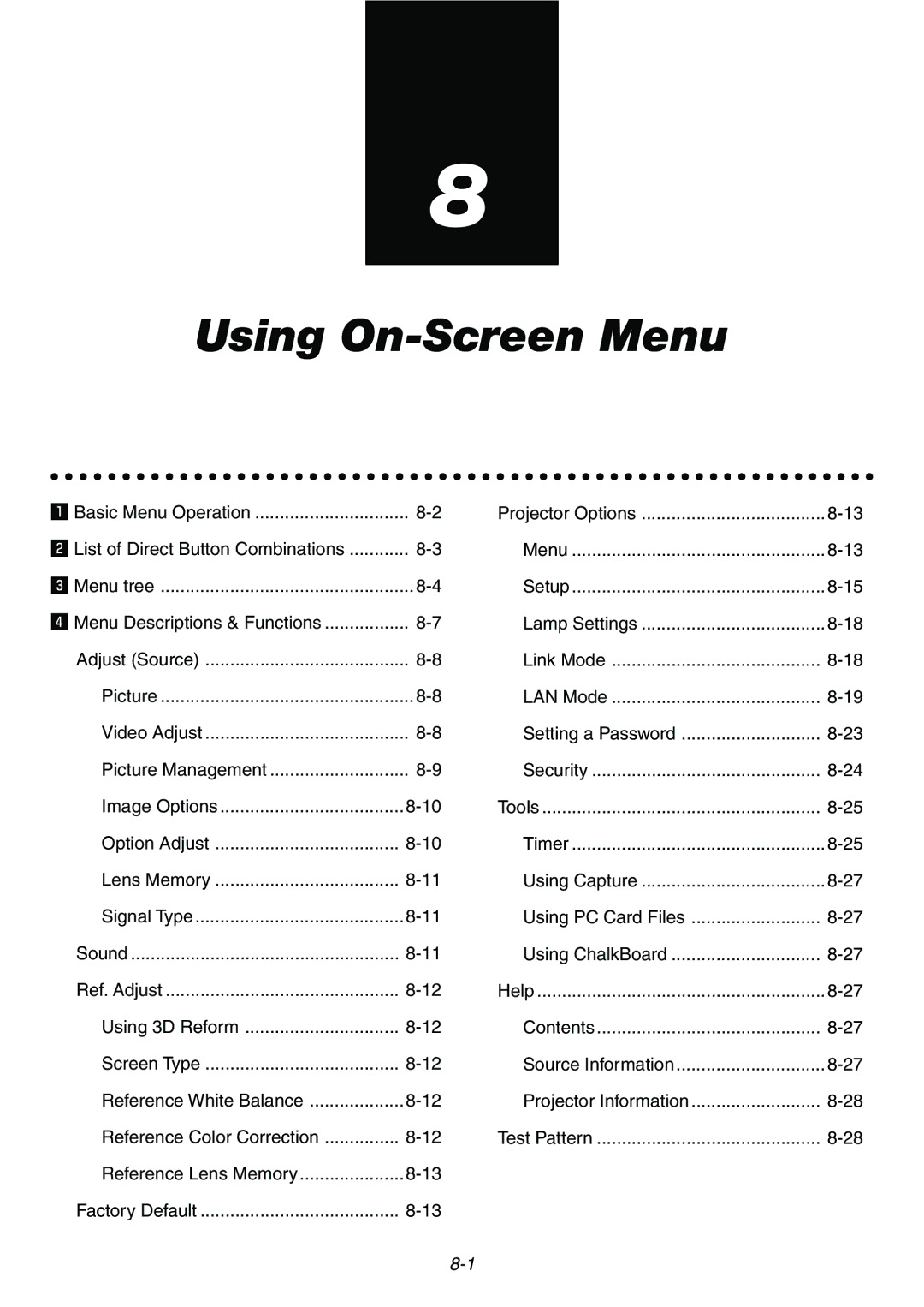 Dukane 9060 user manual Using On-Screen Menu, Menu Descriptions & Functions 