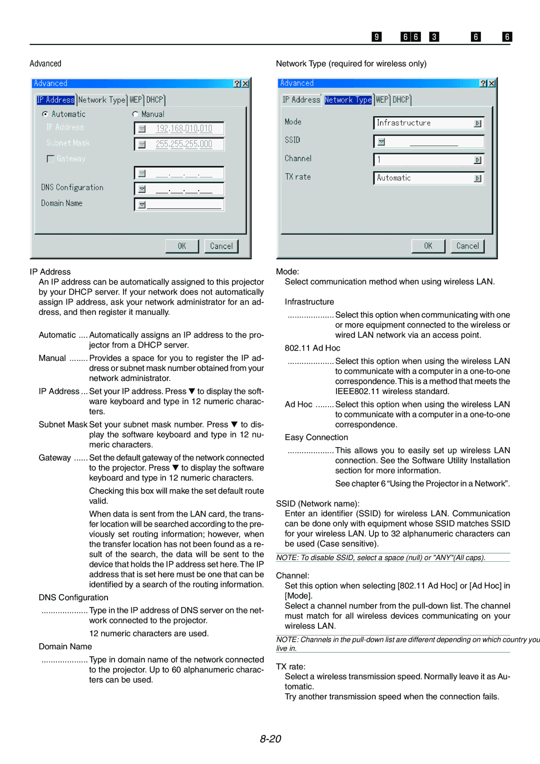 Dukane 9060 user manual Advanced, Checking this box will make the set default route valid, IEEE802.11 wireless standard 