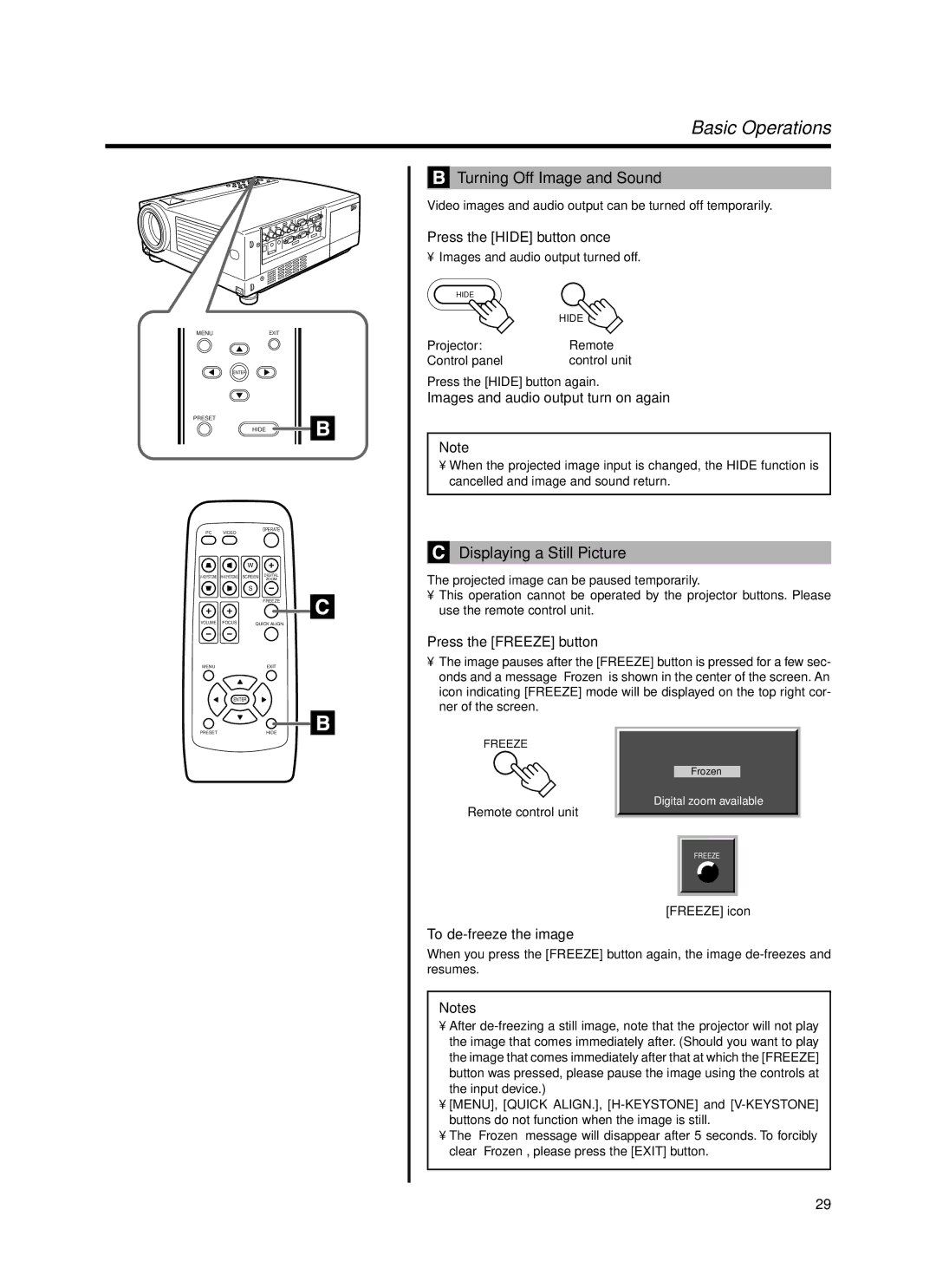 Dukane 9100HC manual Turning Off Image and Sound, Displaying a Still Picture 