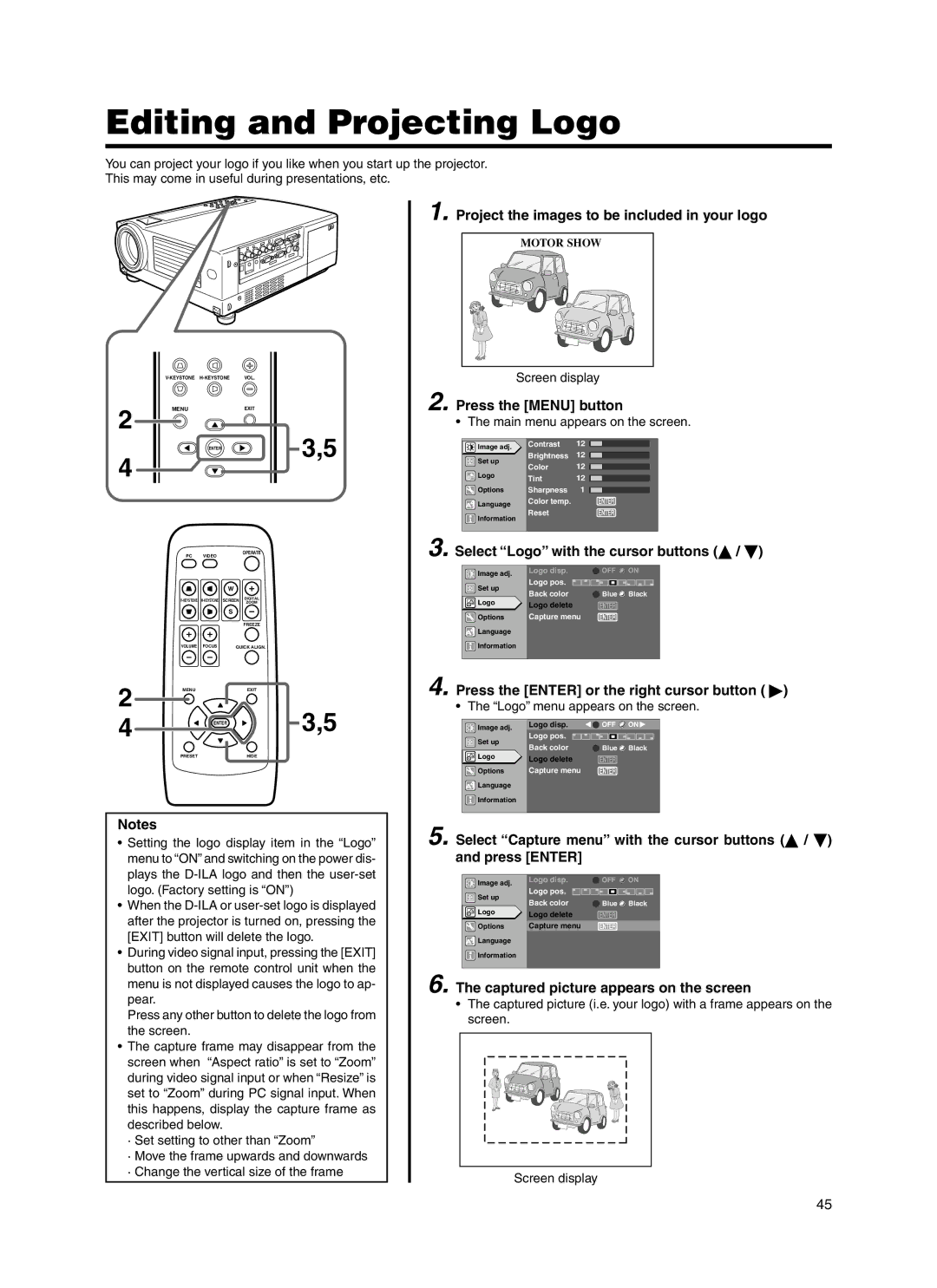 Dukane 9100HC manual Editing and Projecting Logo, Project the images to be included in your logo 