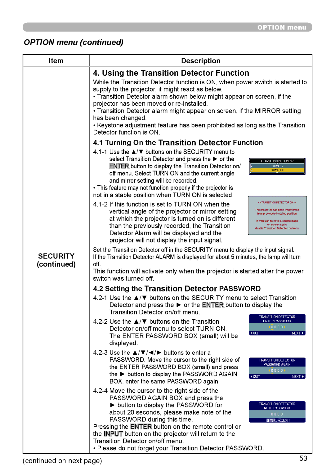 Dukane 9136 user manual Using the Transition Detector Function, Turning On the Transition Detector Function 