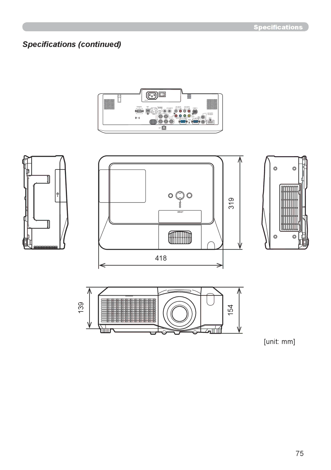 Dukane 9136 user manual Specifications, 139 319 418 154 Unit mm 