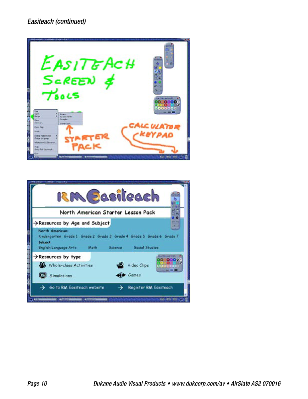 Dukane AS2 specifications Easiteach 