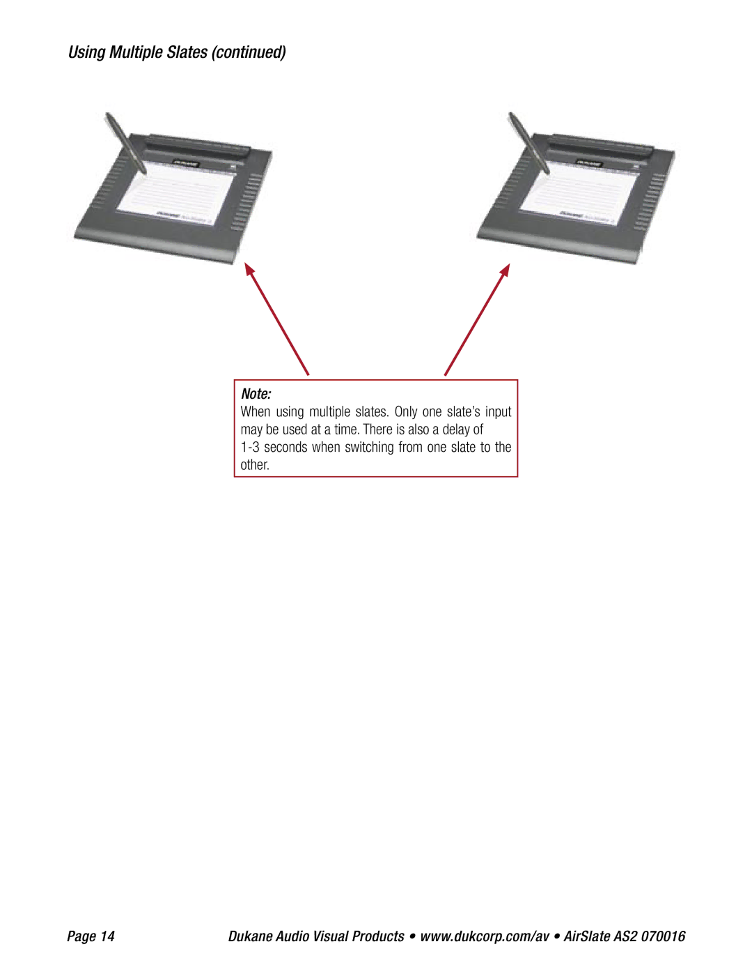 Dukane AS2 specifications Using Multiple Slates 