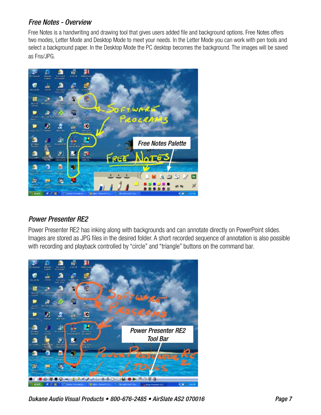 Dukane AS2 specifications Free Notes Overview, Power Presenter RE2 