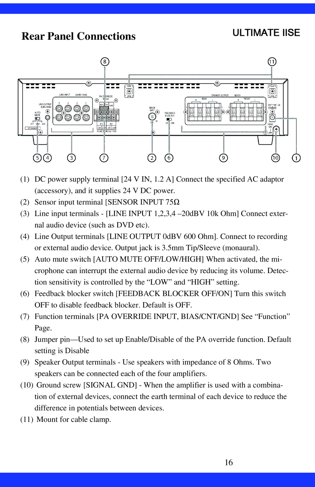 Dukane CAE-20W instruction manual Rear Panel Connections 