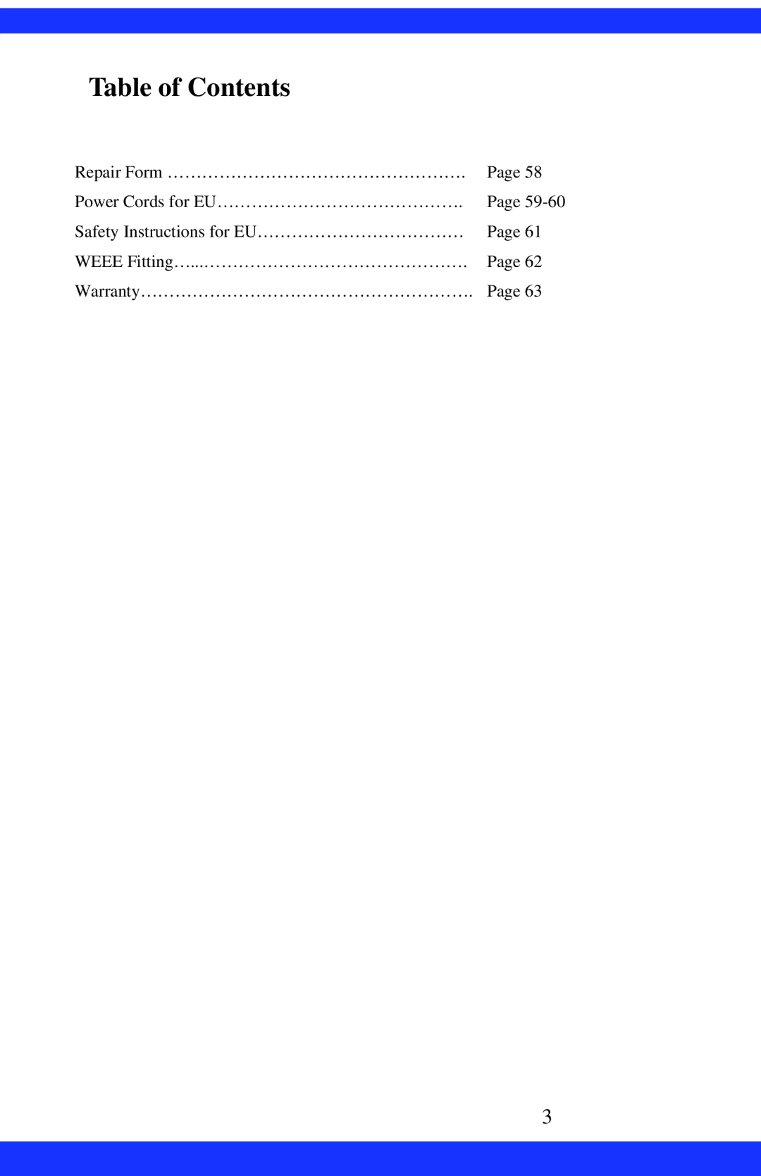 Dukane CAE-20W instruction manual Table of Contents 