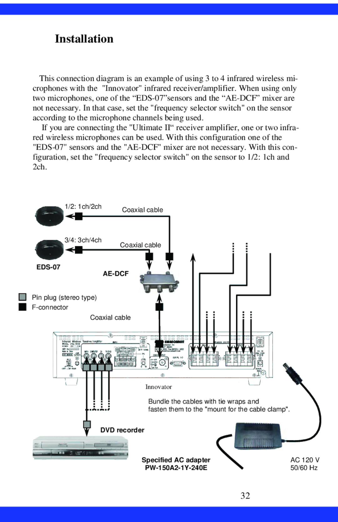 Dukane CAE-20W instruction manual Installation, Ae-Dcf 