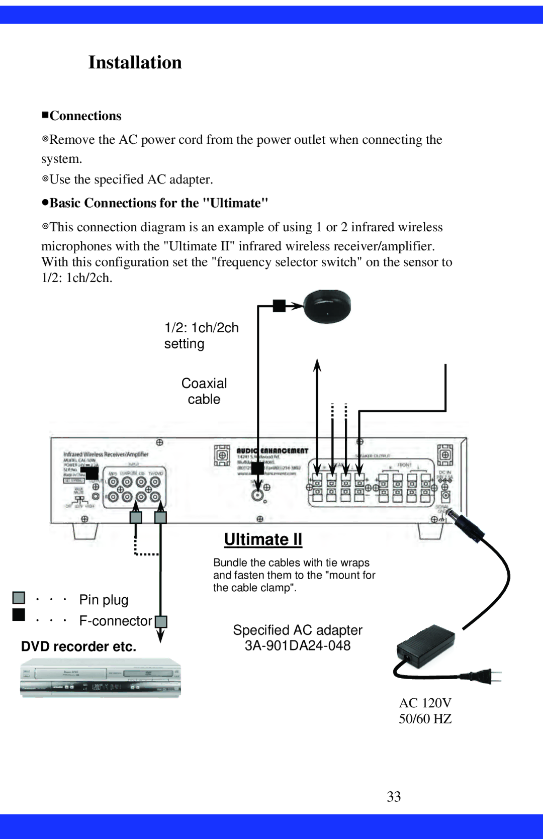 Dukane CAE-20W instruction manual Basic Connections for the Ultimate 