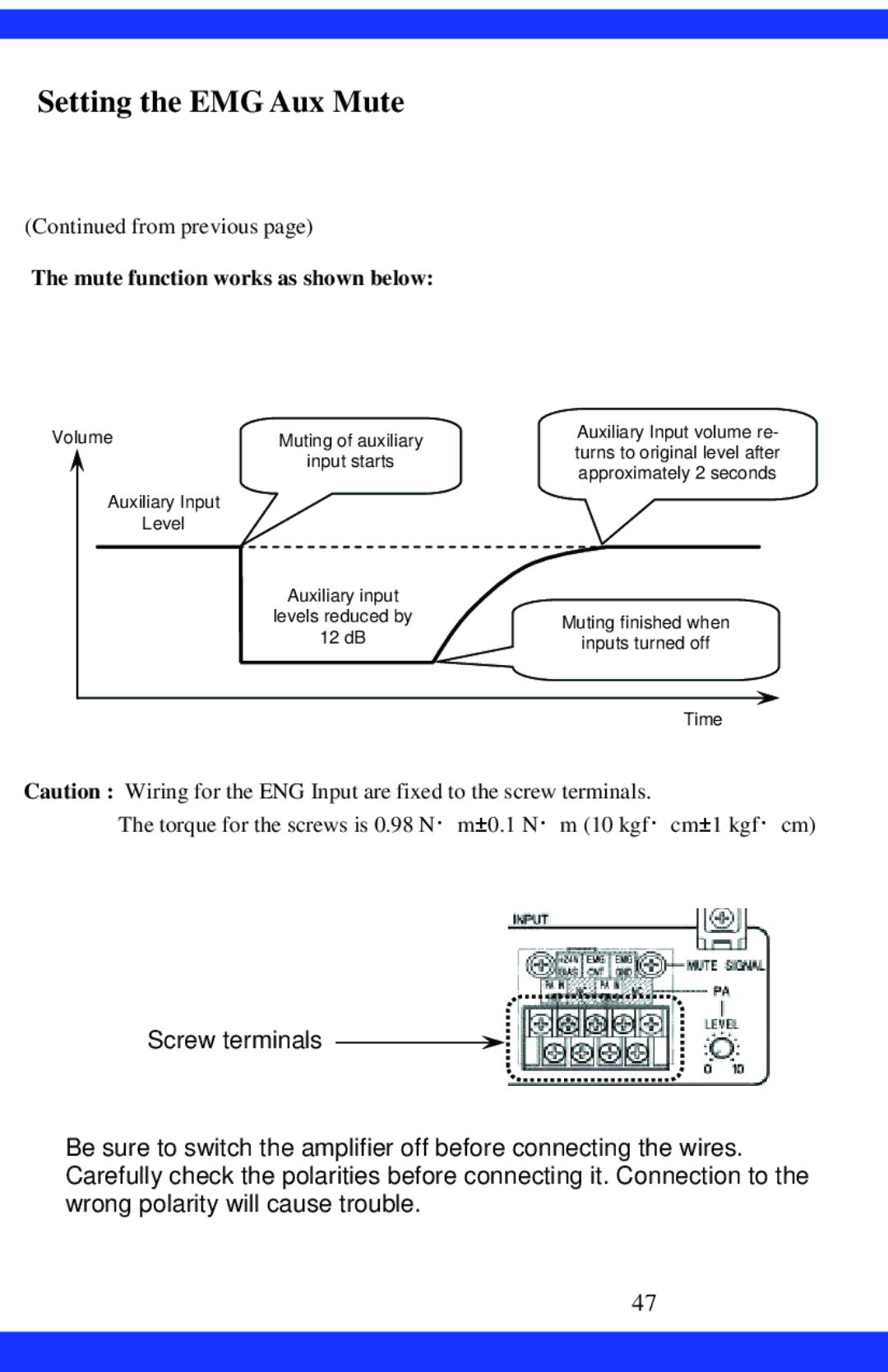 Dukane CAE-20W instruction manual Torque for the screws is 0.98 N・m±0.1 N・m 10 kgf・cm±1 kgf・cm 