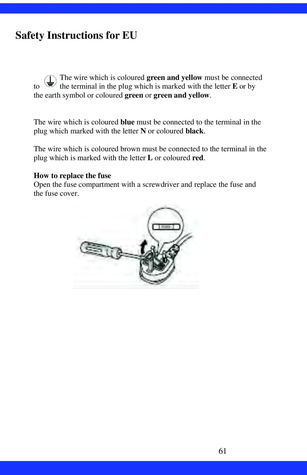 Dukane CAE-20W instruction manual Safety Instructions for EU, How to replace the fuse 