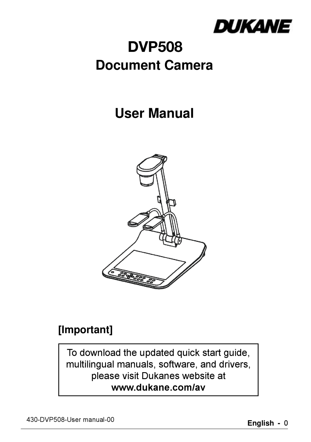 Dukane DVP508 user manual Document Camera 