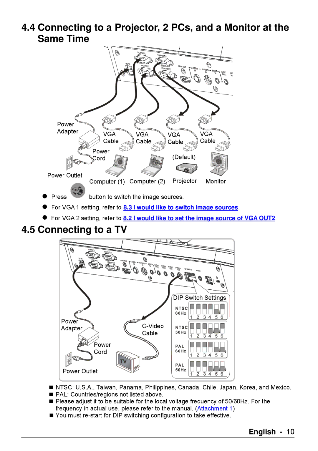 Dukane DVP508 user manual Connecting to a TV, Vga 