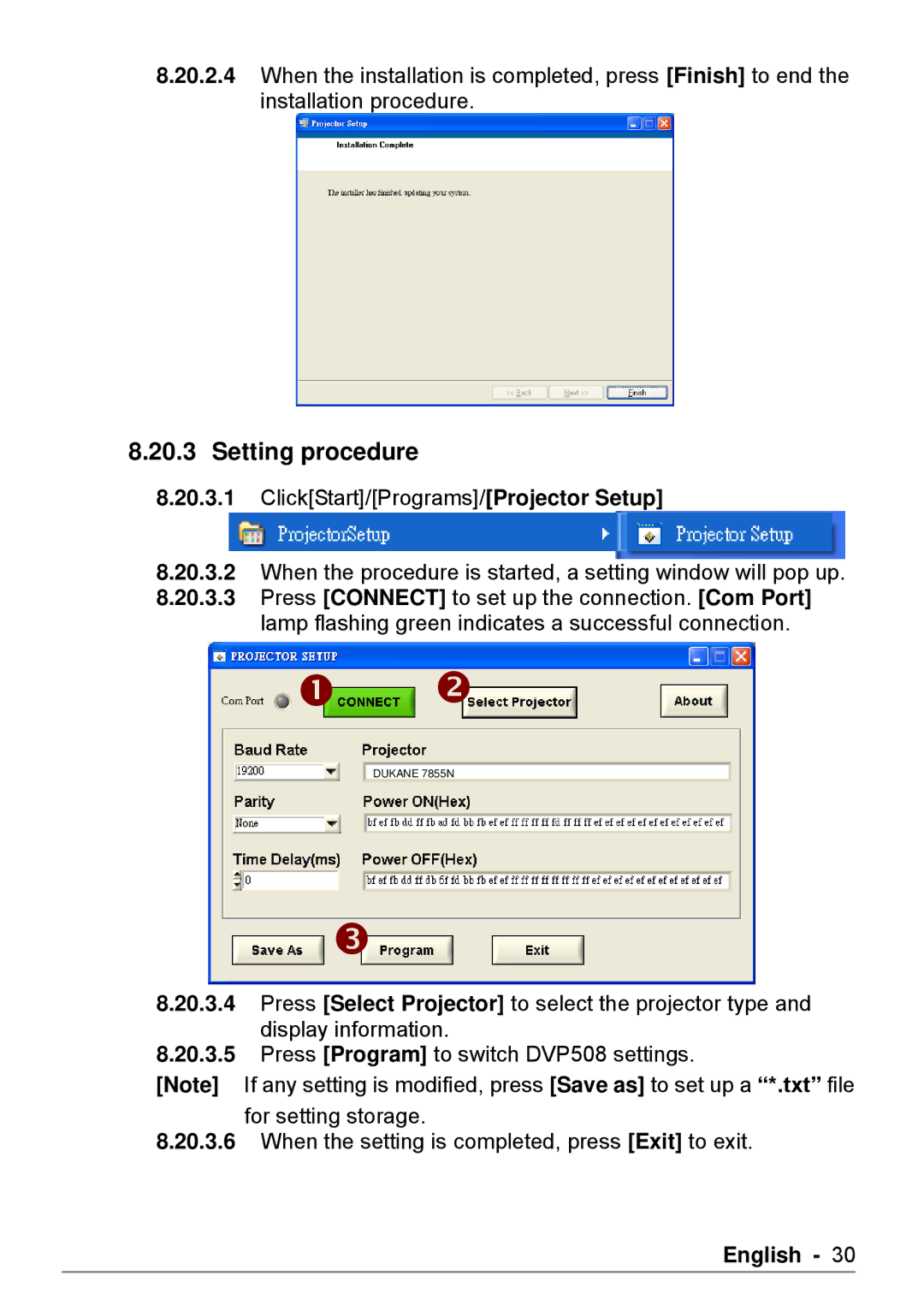 Dukane DVP508 user manual  , Setting procedure 