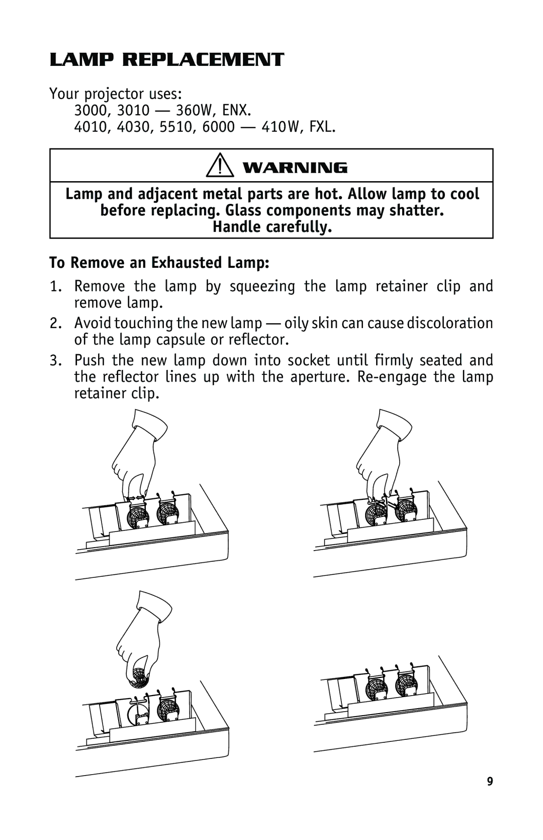 Dukane SF4030, HD 4010, SF4010, SF3000, SF5510, SF6000, SF3010 manual Lamp Replacement 