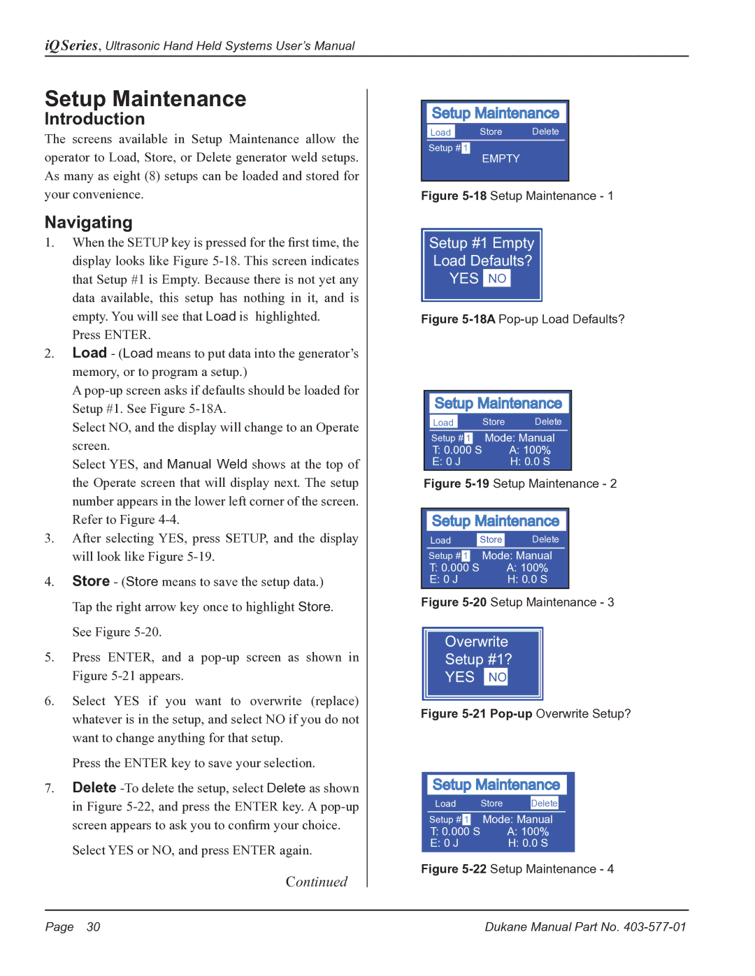 Dukane iQ Series user manual Setup Maintenance, Introduction, Navigating 