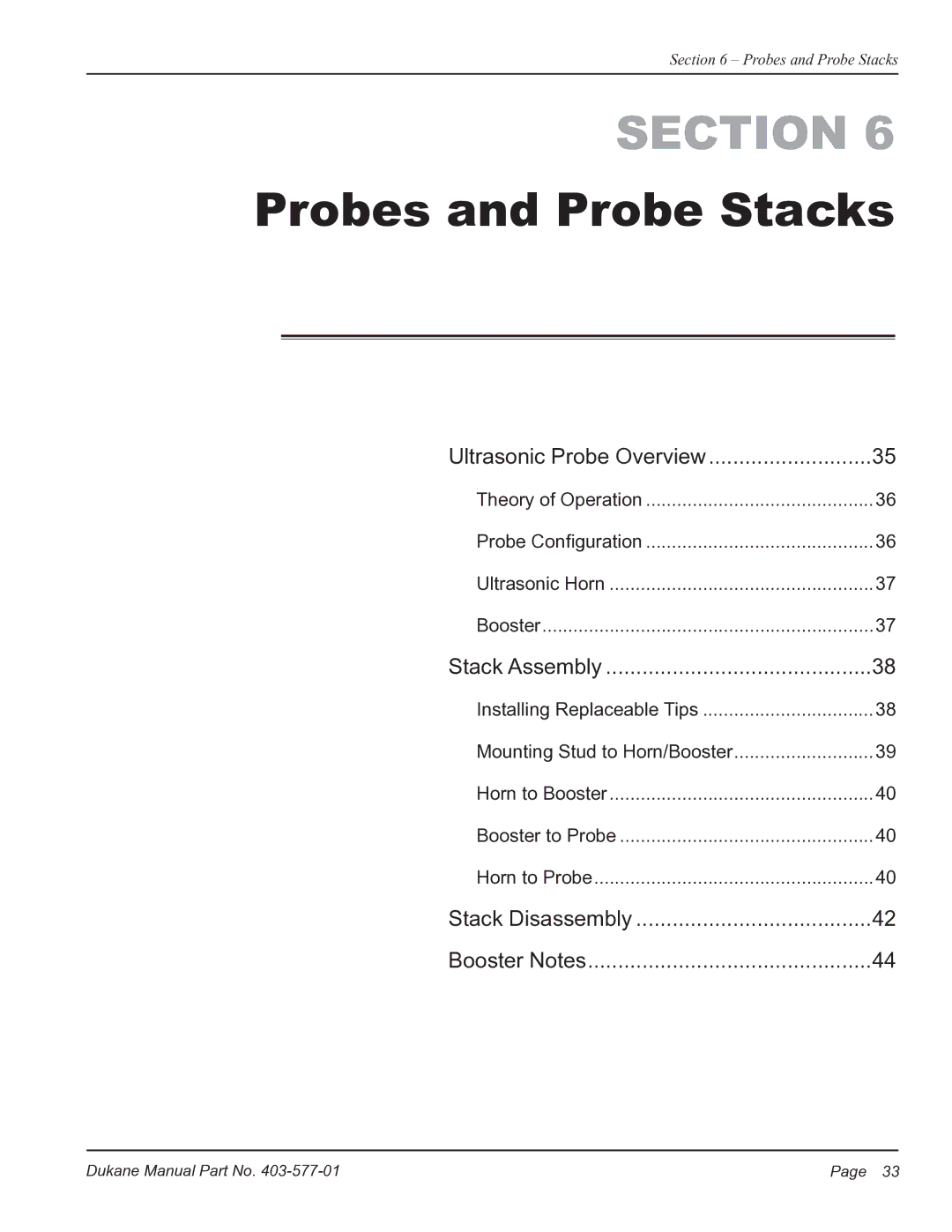 Dukane iQ Series user manual Probes and Probe Stacks 