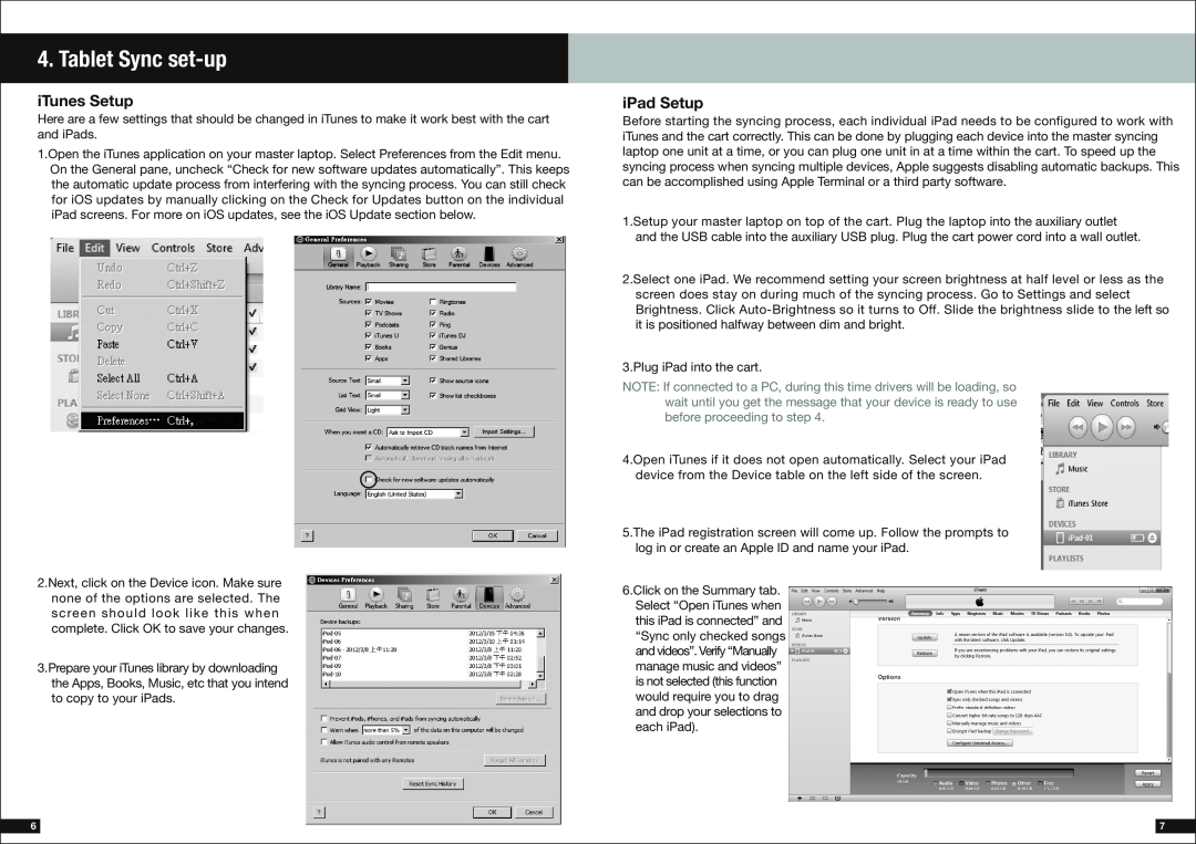 Dukane MCC2 manual Tablet Sync set-up, iTunes Setup, iPad Setup 
