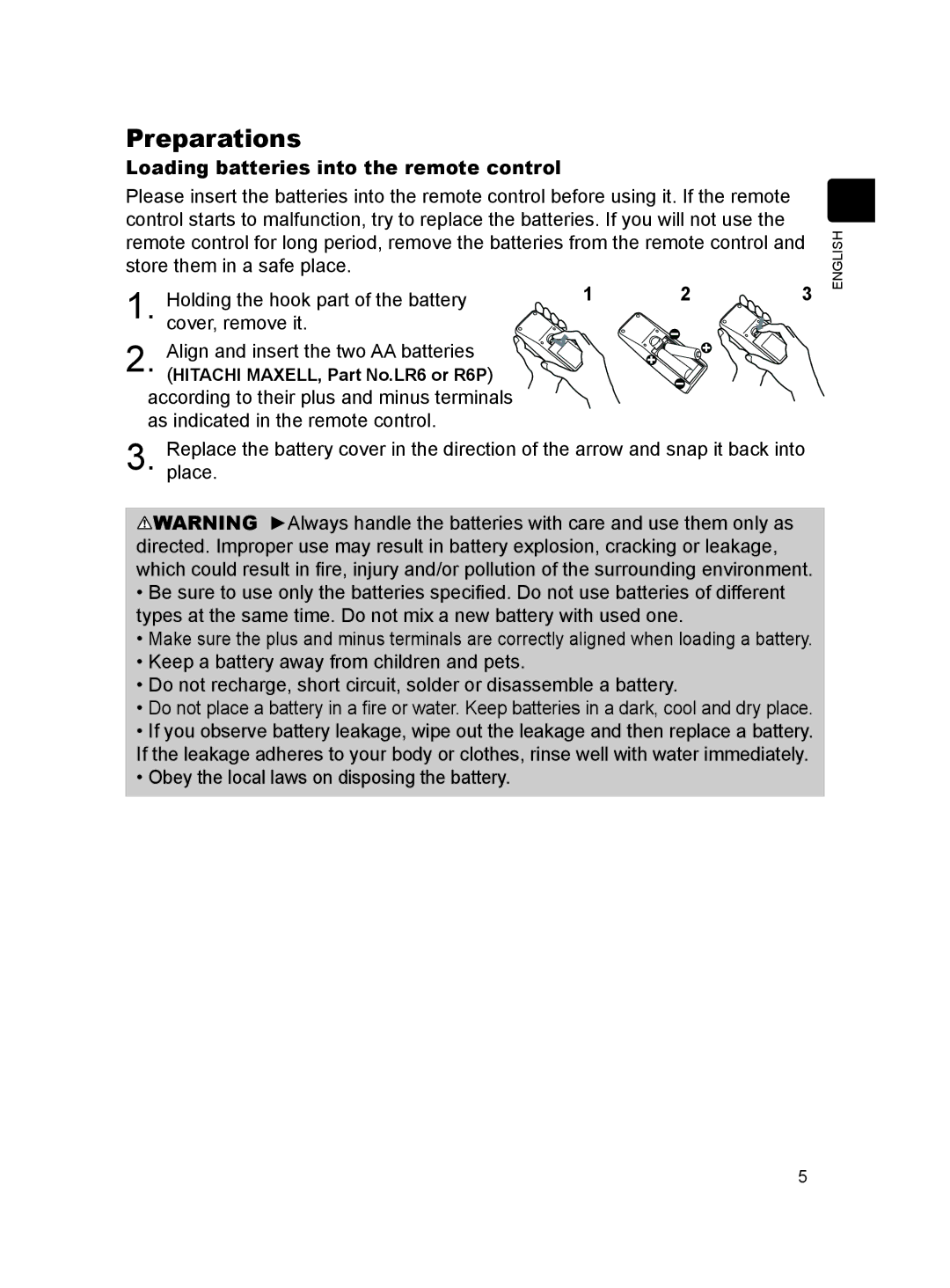 Dukane MODEL 8788 user manual Preparations, Loading batteries into the remote control 