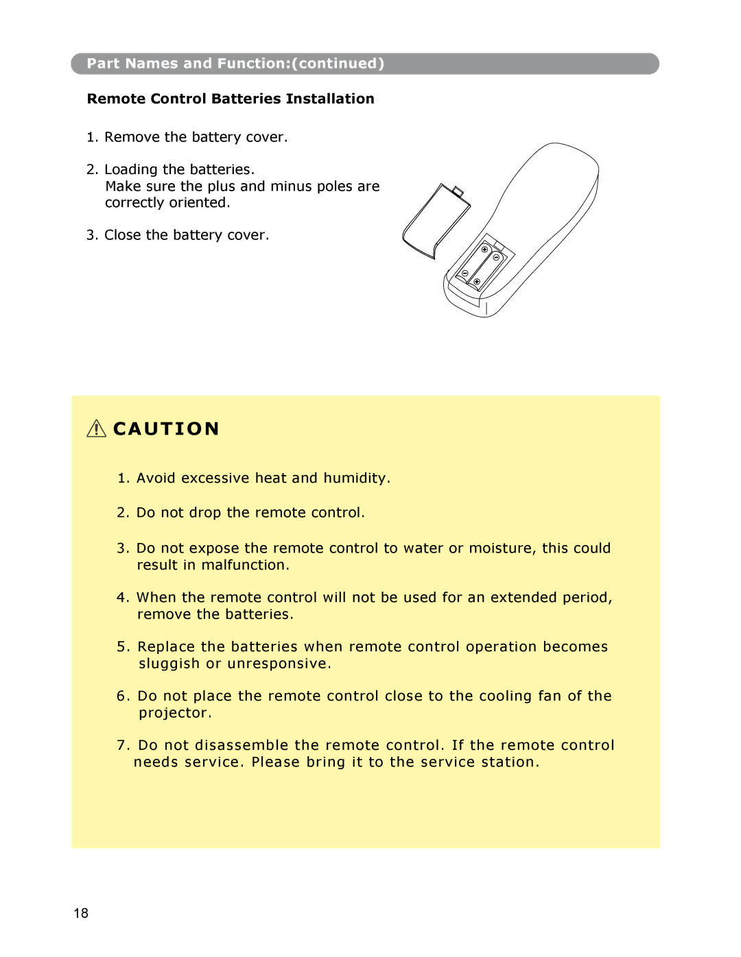 Dukane None owner manual Remote Control Batteries Installation 