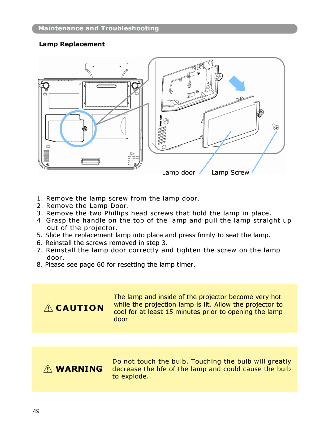 Dukane None owner manual Lamp Replacement 