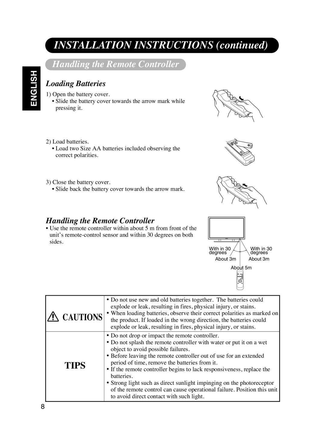 Dukane P42 user manual Handling the Remote Controller, Loading Batteries 