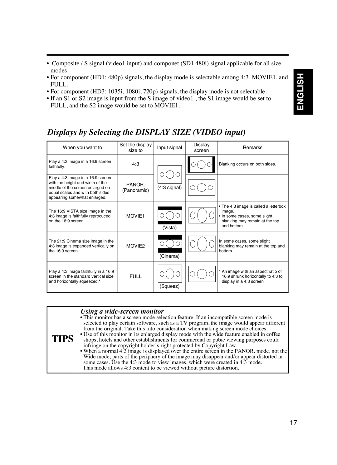 Dukane P42 user manual Displays by Selecting the Display Size Video input, Size to Screen 