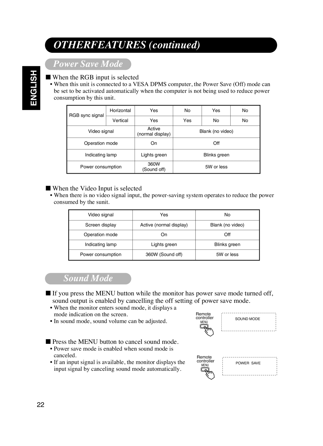 Dukane P42 user manual Otherfeatures, Power Save Mode, Sound Mode 