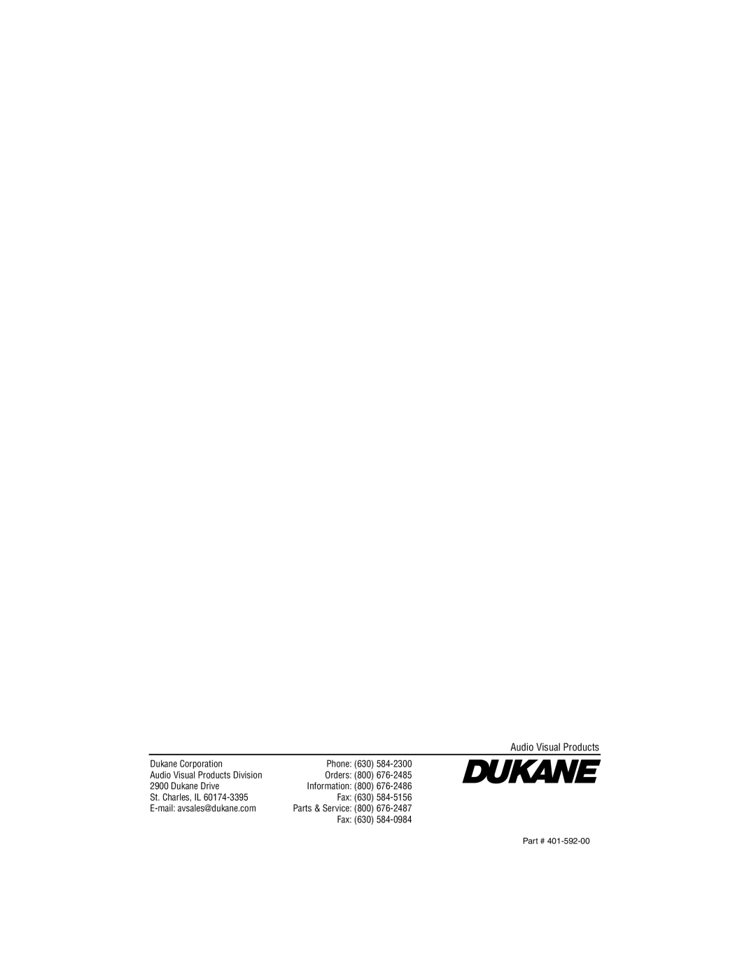 Dukane P42 user manual Audio Visual Products 