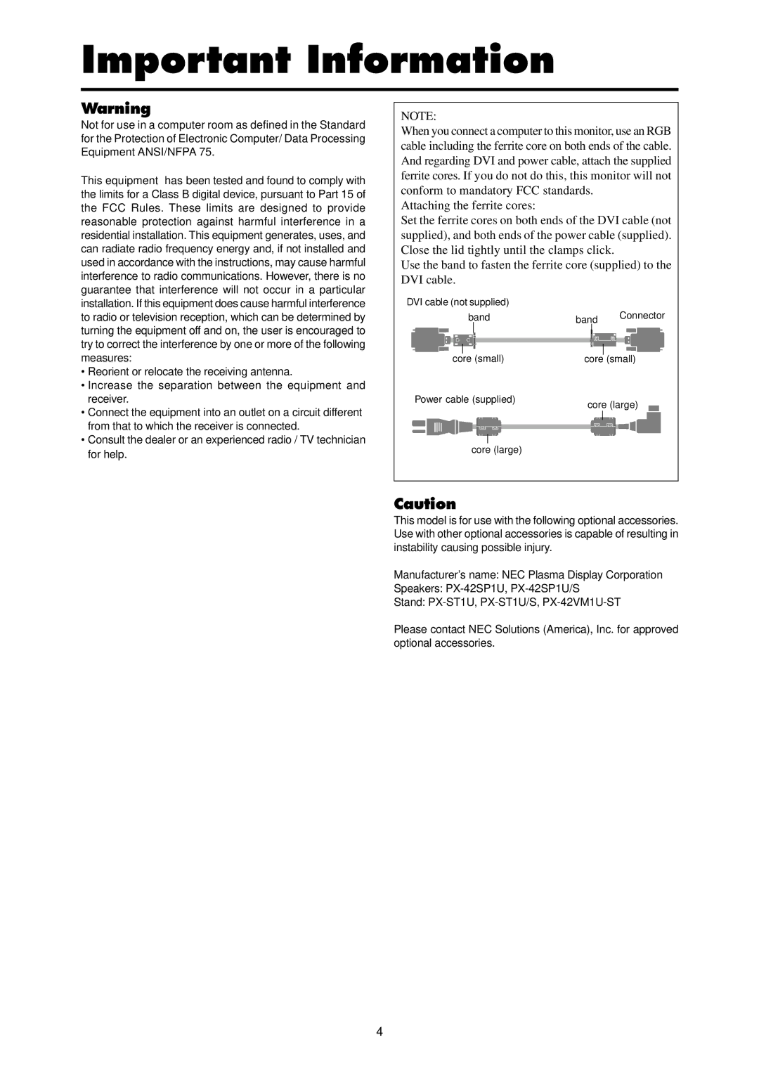 Dukane P42A specifications Important Information 