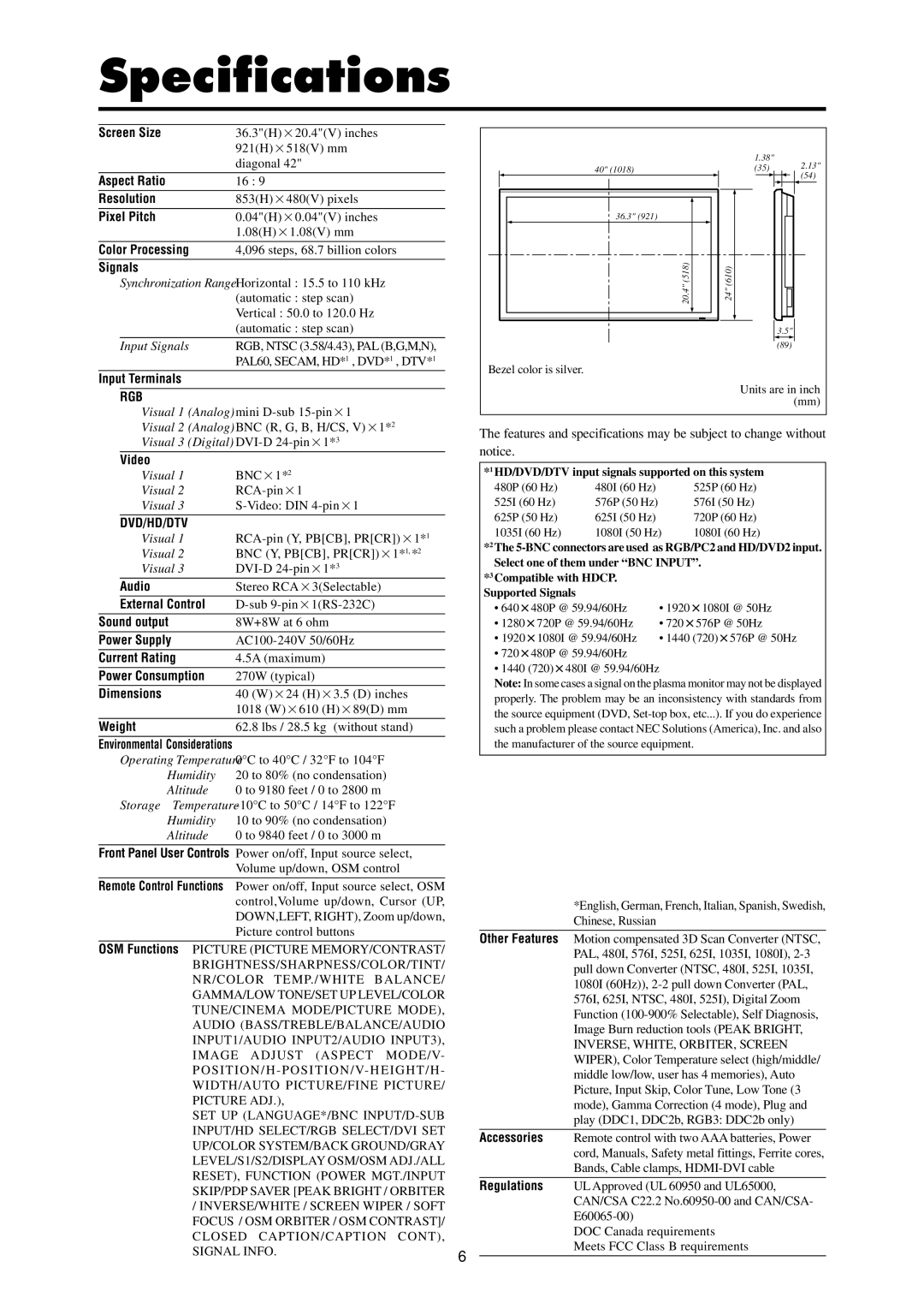 Dukane P42A specifications Specifications 