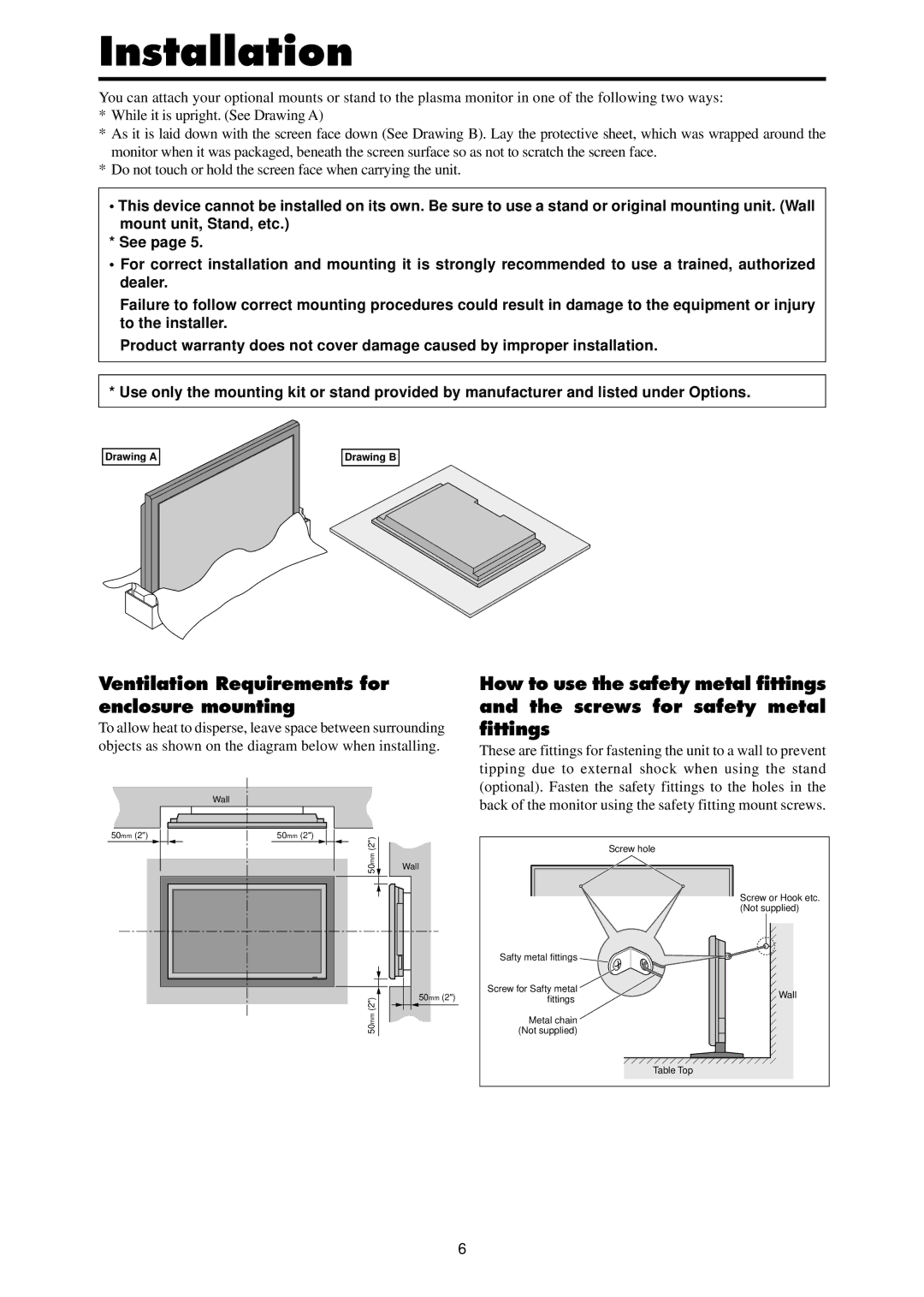 Dukane P42A specifications Installation, Ventilation Requirements for enclosure mounting 