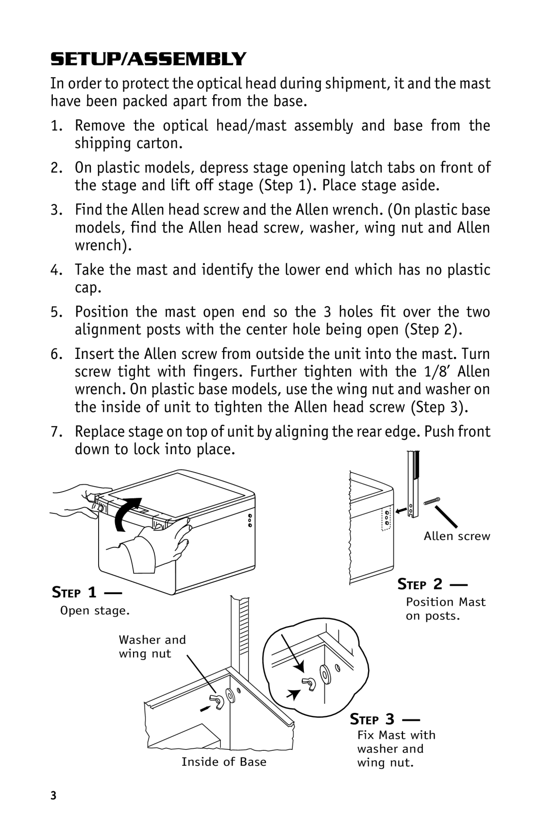 Dukane Projectors manual Setup/Assembly, Tep 